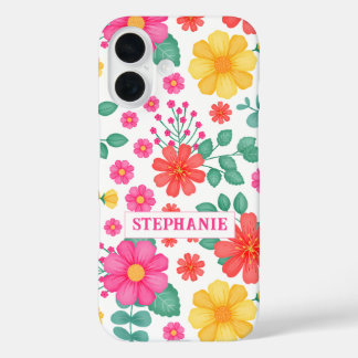 Gepersonaliseerde Monogrammed Wildflower Bloemen S iPhone 16 Hoesje