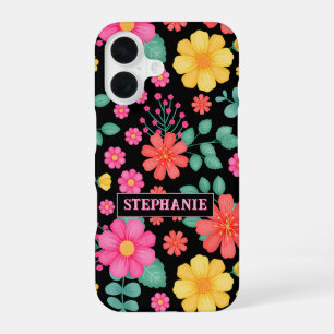 Gepersonaliseerde Monogrammed Wildflower Bloemen Z iPhone 16 Hoesje