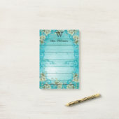 Gepersonaliseerde Monogrammed Wooden Achtergrond Post-it® Notes (Op bureau)