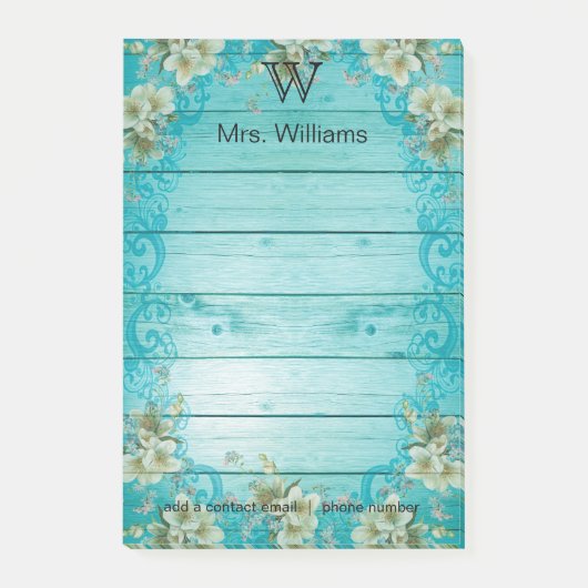 Gepersonaliseerde Monogrammed Wooden Achtergrond Post-it® Notes (Voorkant)
