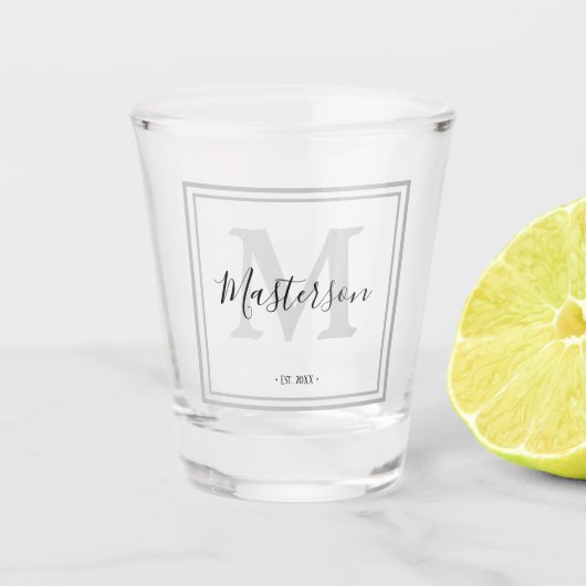Gepersonaliseerde Monogrammed Zwart & Grijs Shot Glas (Voorkant)