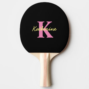 Gepersonaliseerde Monogrammed Zwart Modern Tafelte Tafeltennisbatje