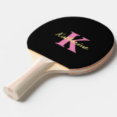 Gepersonaliseerde Monogrammed Zwart Modern Tafelte Tafeltennisbatje (Voorkant Gekanteld)