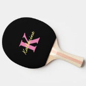 Gepersonaliseerde Monogrammed Zwart Modern Tafelte Tafeltennisbatje (Zijkant)