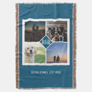 Gepersonaliseerde Monogrammen 4 Foto Collage Deken