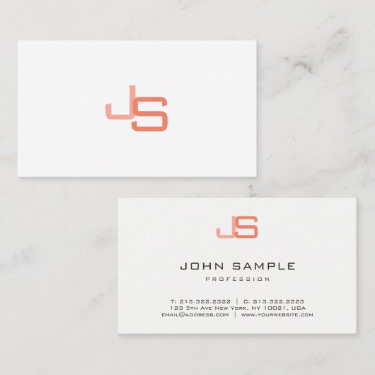 Gepersonaliseerde monogrammen Moderne Elegant Sjab Visitekaartje (Voorkant / Achterkant)