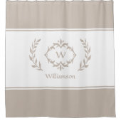 Gepersonaliseerde Monogrammen Naam Initiaal Beige  Douchegordijn (Voorkant)