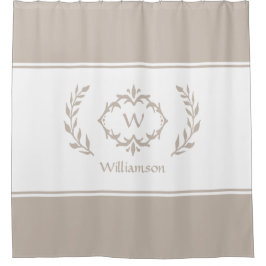 Gepersonaliseerde Monogrammen Naam Initiaal Beige Douchegordijn