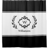 Gepersonaliseerde Monogrammen Naam Initiaal Black Douchegordijn (Voorkant)