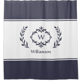 Gepersonaliseerde Monogrammen Naam Initiaal Blue W Douchegordijn