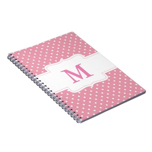 Gepersonaliseerde monogrammen roze en witte pooldo notitieboek (Rechterzijde)