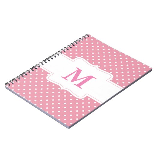 Gepersonaliseerde monogrammen roze en witte pooldo notitieboek (Linkerzijde)