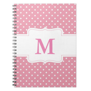 Gepersonaliseerde monogrammen roze en witte pooldo notitieboek