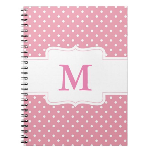 Gepersonaliseerde monogrammen roze en witte pooldo notitieboek (Voorkant)