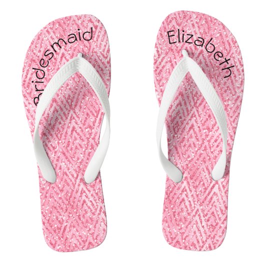 Gepersonaliseerde monogrammen Roze Glitter Bridesm Teenslippers (Voetbed)