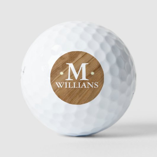 Gepersonaliseerde Monogrammen Rustiek Hout Golfballen (Voorkant)
