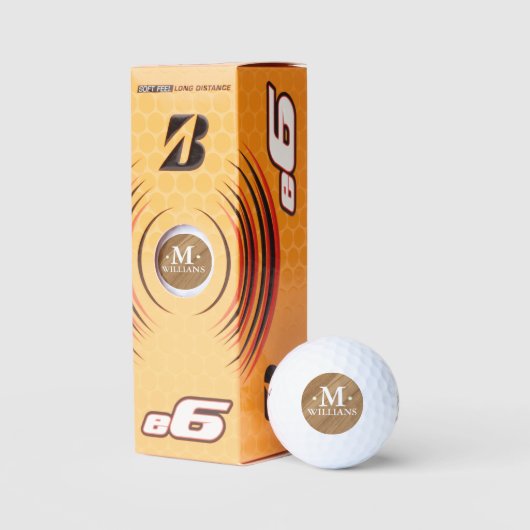 Gepersonaliseerde Monogrammen Rustiek Hout Golfballen (Verpakking)