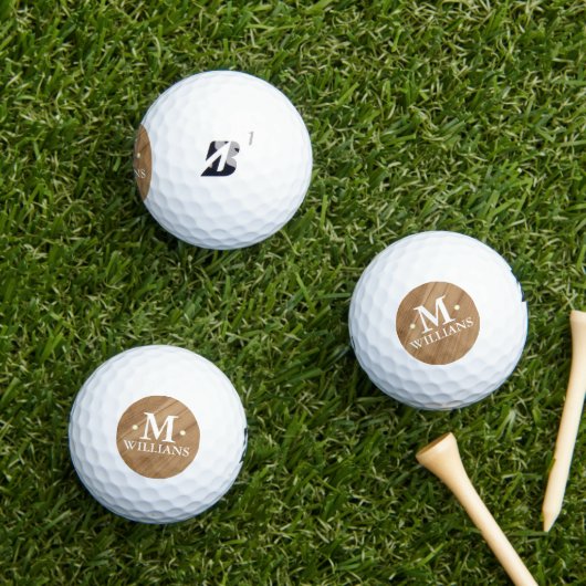 Gepersonaliseerde Monogrammen Rustiek Hout Golfballen (Insitu Gras)