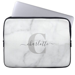 Gepersonaliseerde Monogrammen voor witte en grijze Laptop Sleeve