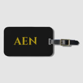 Gepersonaliseerde Monogrammen zwart en goud Bagagelabel (Voorkant (horizontaal))