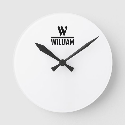 Gepersonaliseerde monogramnaam ronde klok (Voorkant)