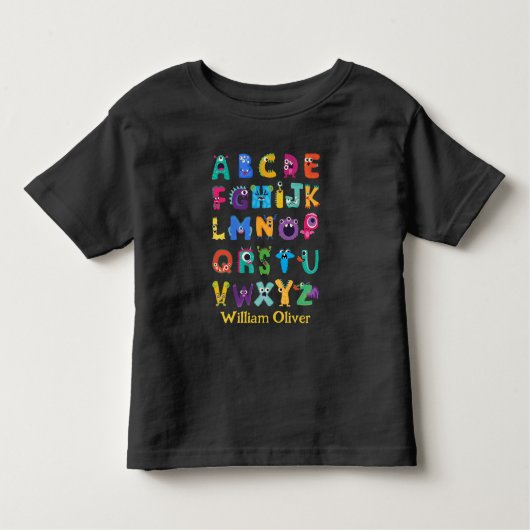 Gepersonaliseerde Monster ABC Gekke Alfabet Monste Kinder Shirts (Voorkant)