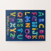 Gepersonaliseerde Monster ABC Gekke Alfabet Monste Legpuzzel (Horizontaal)