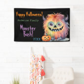 Gepersonaliseerde Monster Bash Halloween Party Spandoek (Insitu)