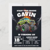 Gepersonaliseerde Monster Truck bewerkbare verjaar Kaart (Voorkant)