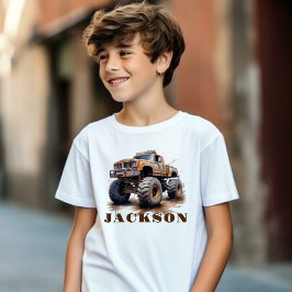 Gepersonaliseerde Monster Truck Naam T-shirt voor