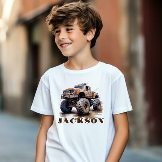 Gepersonaliseerde Monster Truck Naam T-shirt voor 