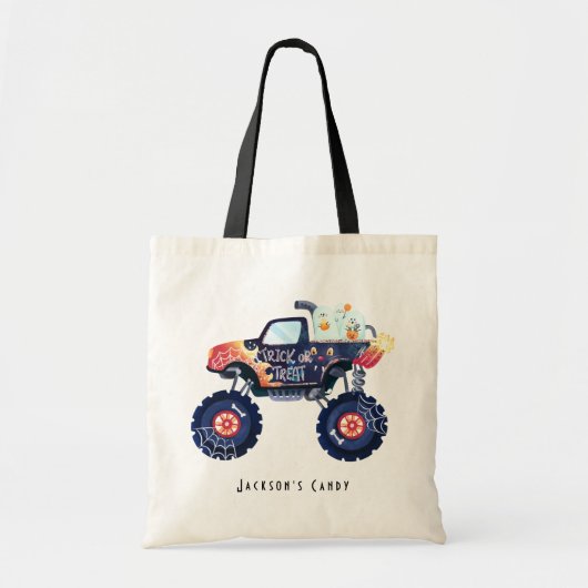 Gepersonaliseerde Monster Truck Trick or treat Tote Bag (Voorkant)