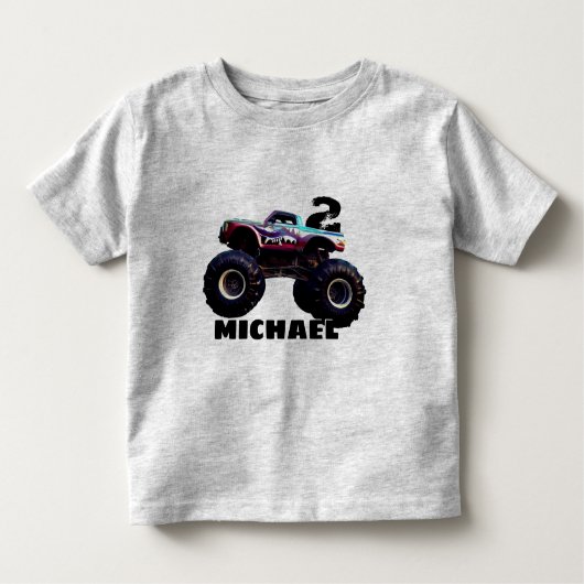 Gepersonaliseerde Monster Truck Verjaardag Kinder Shirts (Voorkant)