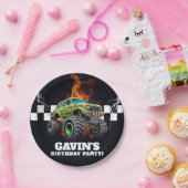 Gepersonaliseerde Monster Truck Verjaardagsfeest Papieren Bordje (Feest)