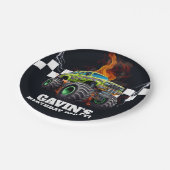 Gepersonaliseerde Monster Truck Verjaardagsfeest Papieren Bordje (Gekanteld)