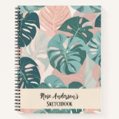Gepersonaliseerde Monstera Pattern Sketchbook Notitieboek (Voorkant)