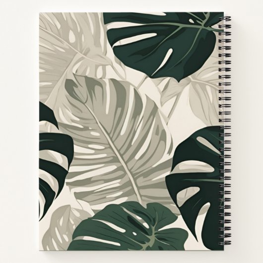 Gepersonaliseerde Monstera Pattern Sketchbook Notitieboek (Achterkant)