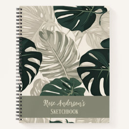 Gepersonaliseerde  Monstera Pattern Sketchbook Notitieboek