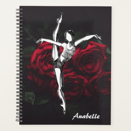 Gepersonaliseerde mooie Ballerina en Rozen Ballet Planner (Voorkant)