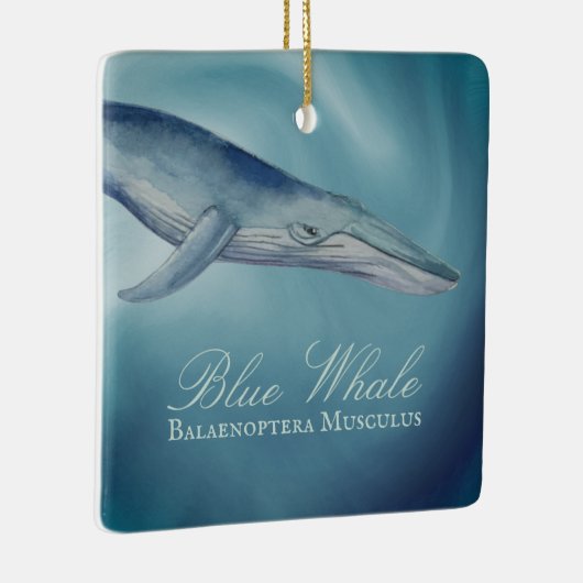 Gepersonaliseerde mooie blauwe kerst bij de walvis keramisch ornament (Rechts)
