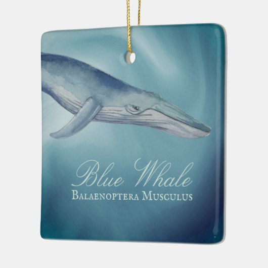 Gepersonaliseerde mooie blauwe kerst bij de walvis keramisch ornament (Links)