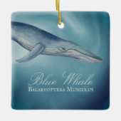 Gepersonaliseerde mooie blauwe kerst bij de walvis keramisch ornament (Voorkant)