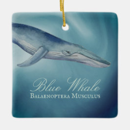 Gepersonaliseerde mooie blauwe kerst bij de walvis keramisch ornament