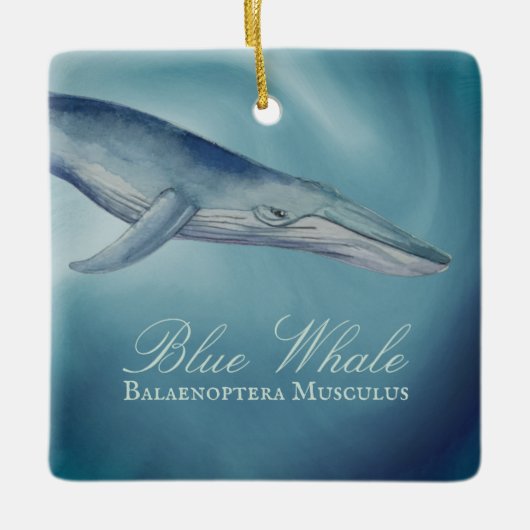 Gepersonaliseerde mooie blauwe kerst bij de walvis keramisch ornament (Voorkant)