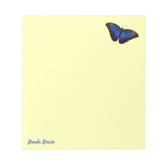 Gepersonaliseerde mooie blauwe Morpho Butterfly Notitieblok (Voorkant)