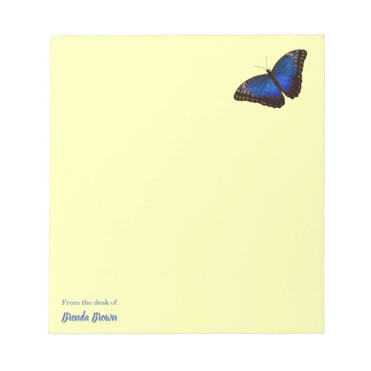 Gepersonaliseerde mooie blauwe Morpho Butterfly Notitieblok (Voorkant)