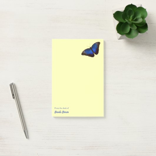 Gepersonaliseerde mooie blauwe Morpho Butterfly Post-it® Notes (Kantoor)