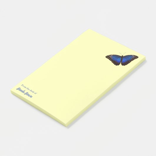 Gepersonaliseerde mooie blauwe Morpho Butterfly Post-it® Notes (Schuin)