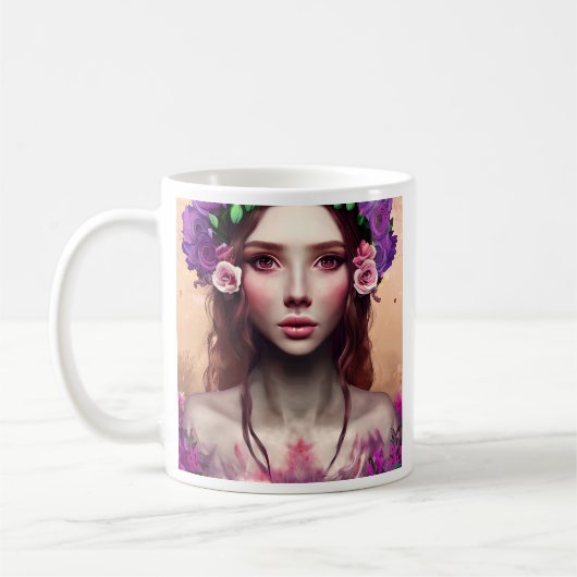 Gepersonaliseerde mooie Enchantress Fantasy AI Art Koffiemok (Links)