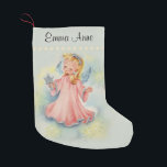 Gepersonaliseerde mooie  Girl Angel Kleine Kerstsok<br><div class="desc">Een mooi  meisje engel in een roze jurk.</div>